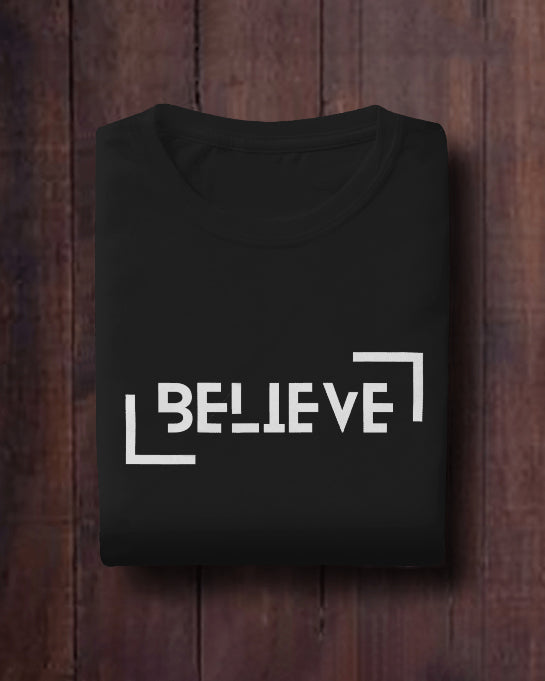 BELIEVE Motivational Quote T-Shirt Minimal Typography Shirt