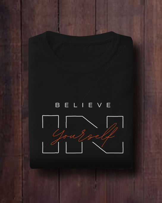 Believe in Yourself Black T-Shirt | Minimal Motivational Graphic Tee for Men