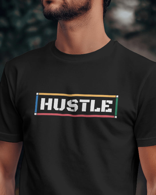 HUSTLE Statement Black T-Shirt Premium Cotton Streetwear for Men