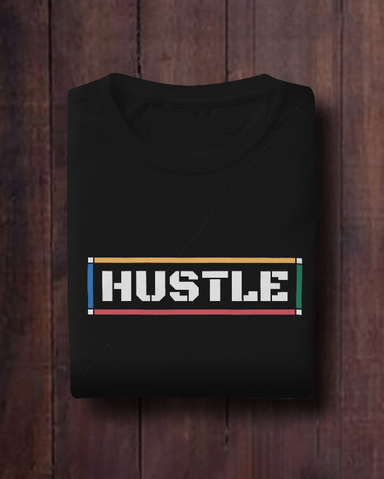 HUSTLE Statement Black T-Shirt Premium Cotton Streetwear for Men