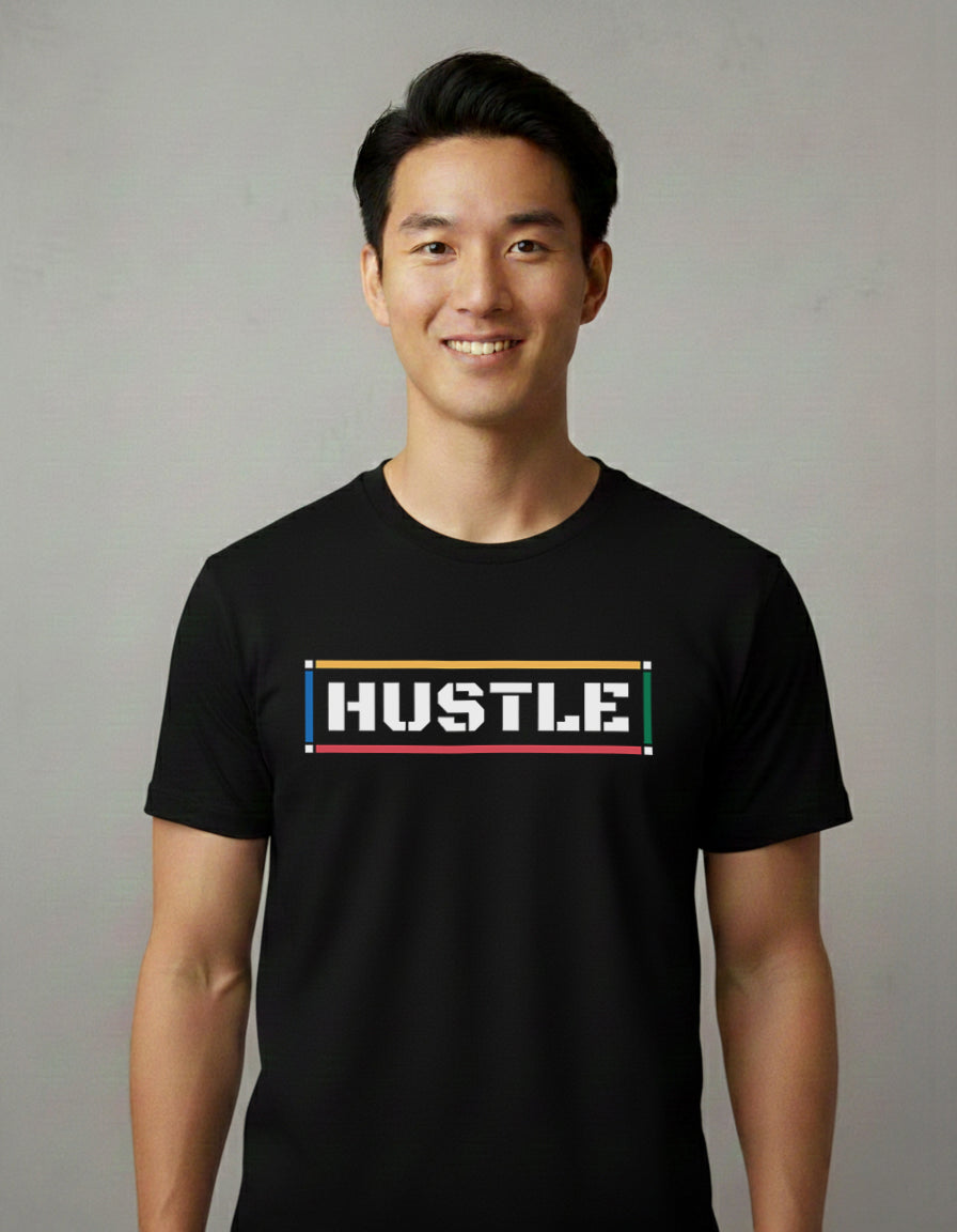 HUSTLE Statement Black T-Shirt Premium Cotton Streetwear for Men
