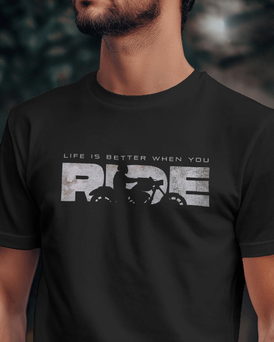 Life Is Better When You Ride Biker Graphic Black T-Shirt