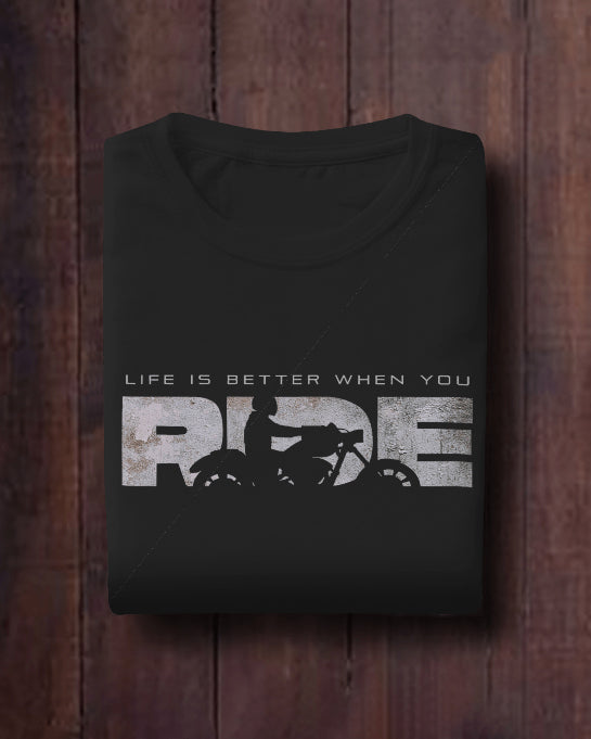 Life Is Better When You Ride Biker Graphic Black T-Shirt