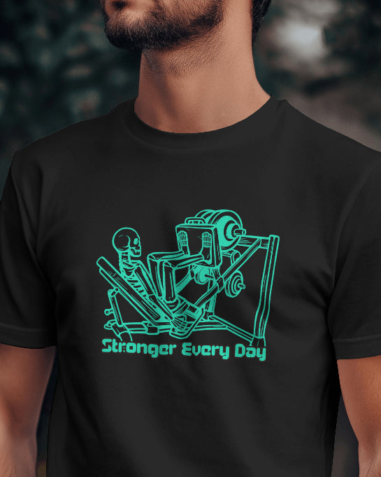 Stronger Every Day Skeleton Gym T-Shirt