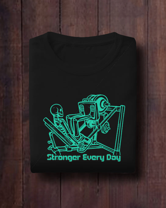 Stronger Every Day Skeleton Gym T-Shirt