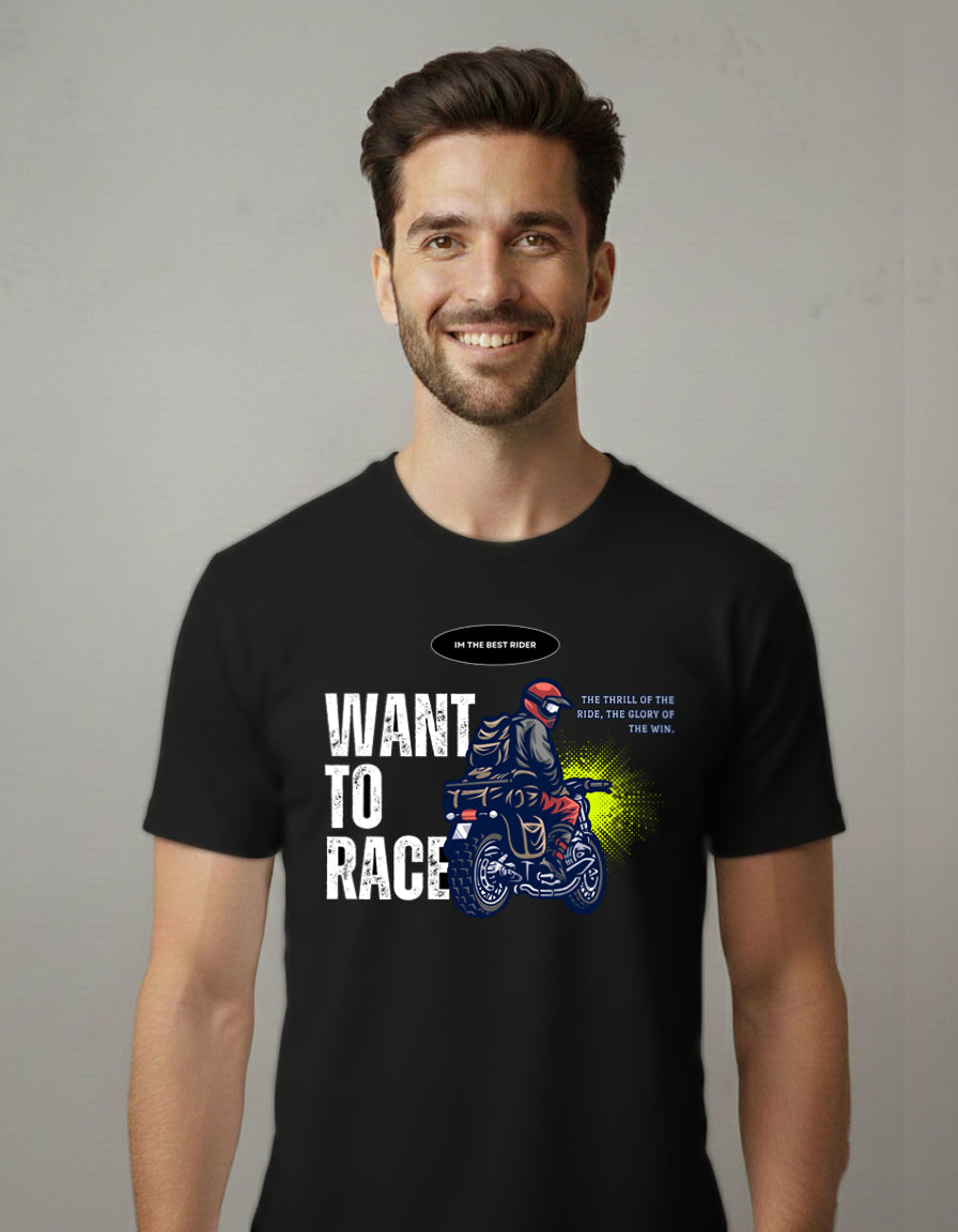 Want To Race Motorcycle Rider Graphic T-Shirt