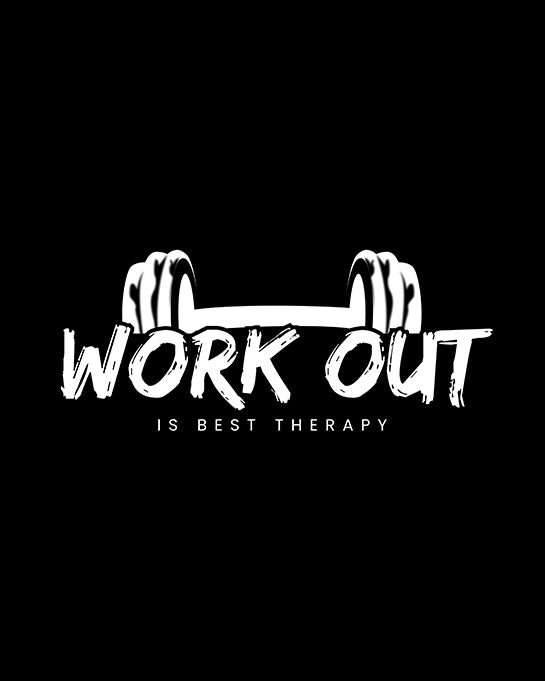 Work Out Is Best Therapy Black T-Shirt Gym & Fitness Motivation Tee for Men