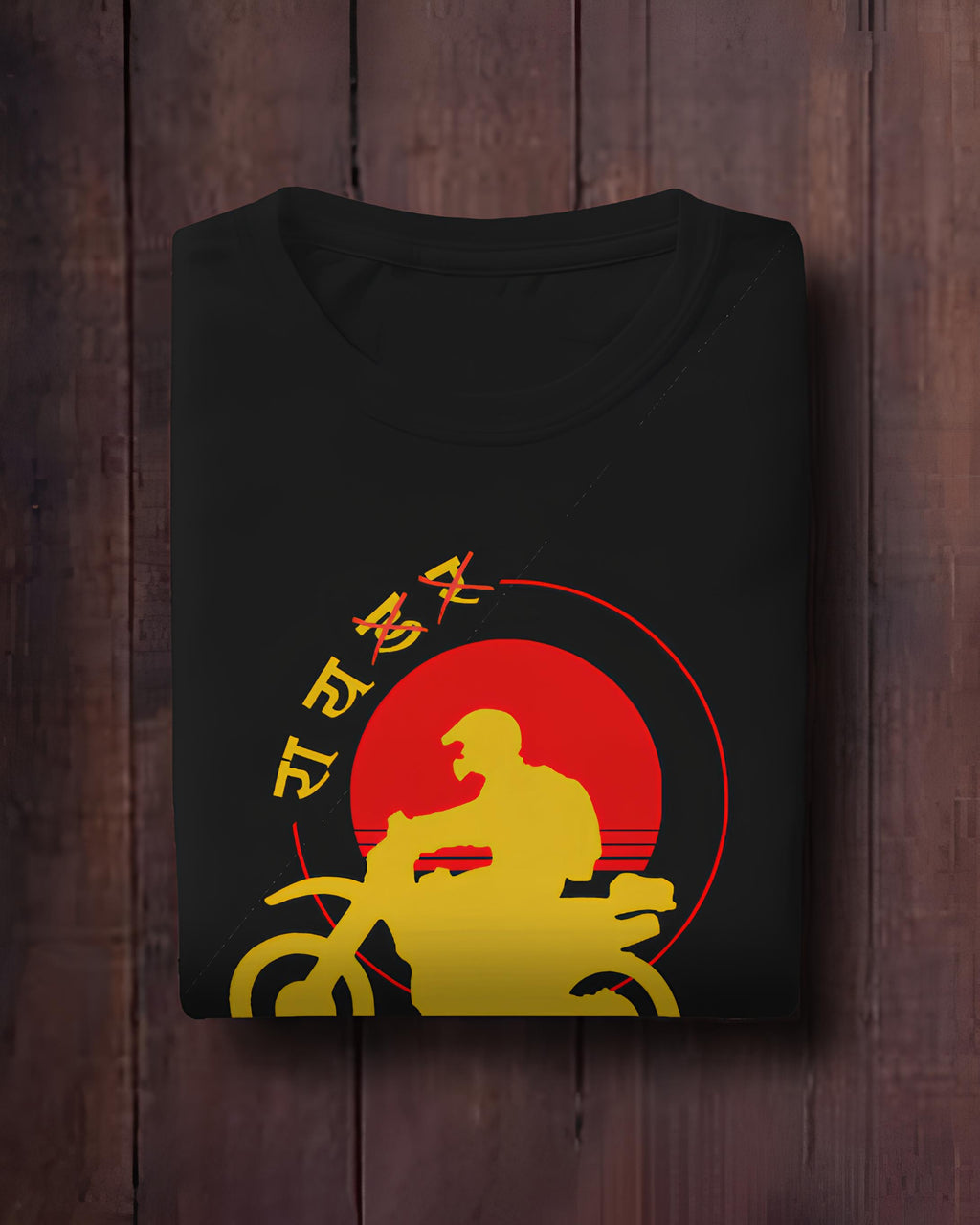 Retro Rider Motorcycle Graphic T-Shirt (Black)