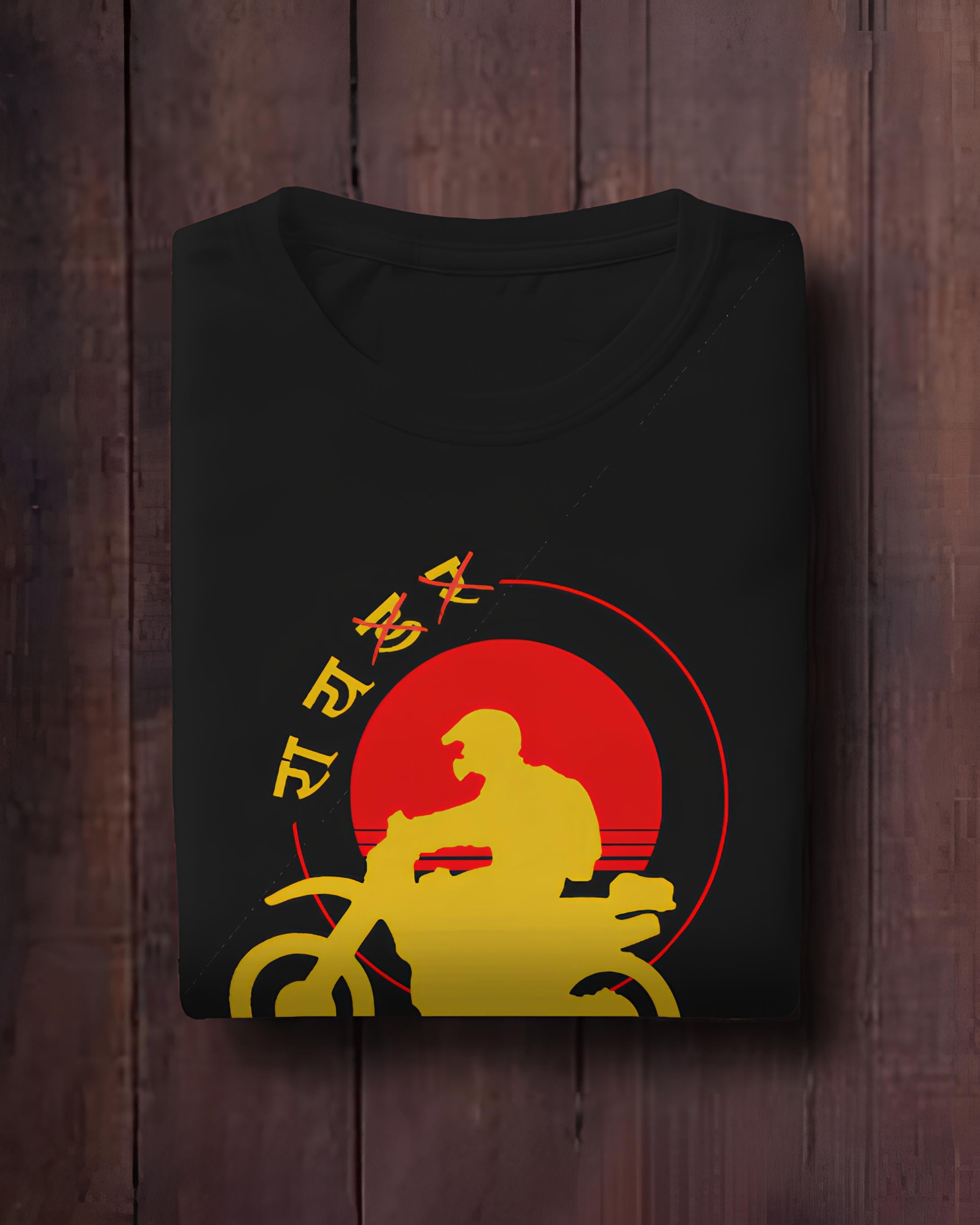 Retro Rider Motorcycle Graphic T-Shirt (Black)