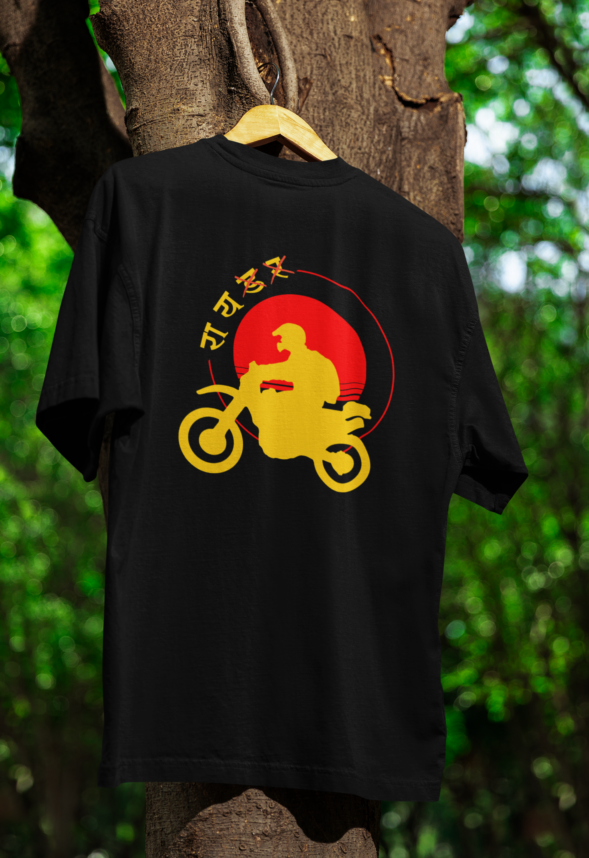 Retro Rider Motorcycle Graphic T-Shirt (Black)