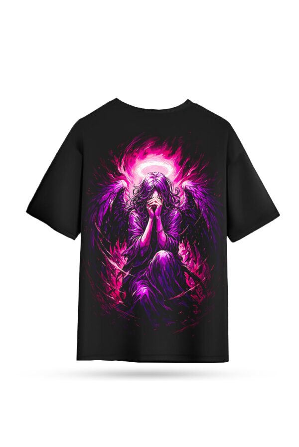 ATARANGI Fallen Angel Oversized Graphic T-Shirt – Premium Cotton Dark Fantasy Streetwear (Black)